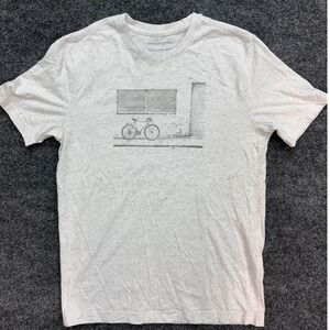 Banana Republic Premium Wash Parked Bike Graphic T Shirt White Heather Size S